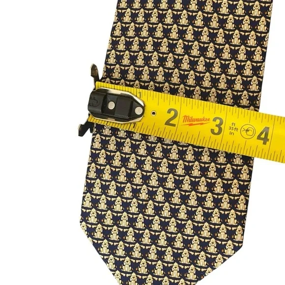 Salvatore Ferragamo Blue 100% Silk Toad LilyPad Whimsical Italy Tipped Tie